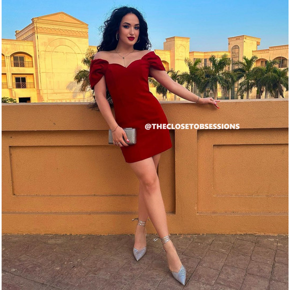 ZARA Off-Shoulder Mini Dress NWT | Red Sweetheart Neckline | Size L XL - Picture 12 of 16